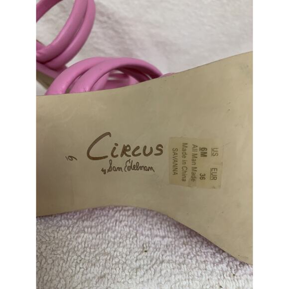 Circus Sam Edelman Pink Slip On Sandals Strappy Heels Womens 6 - Picture 9 of 9